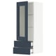 SEKTION / MAXIMERA Armoire murale pte vitrée/2 tiroirs, blanc Axstad/mat bleu, 15x15x40 "