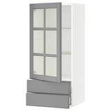 SEKTION / MAXIMERA Armoire murale pte vitrée/2 tiroirs, blanc/Bodbyn gris, 18x15x40 "