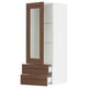 SEKTION / MAXIMERA Armoire murale pte vitrée/2 tiroirs, blanc Enköping/brun effet noyer, 15x15x40 "
