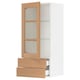 SEKTION / MAXIMERA Armoire murale pte vitrée/2 tiroirs, blanc/Vedhamn chêne, 18x15x40 "