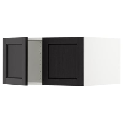 SEKTION Surmeuble réfr/cong 2 ptes, blanc/Lerhyttan teinté noir, 30x24x15 "