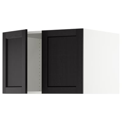 SEKTION Surmeuble réfr/cong 2 ptes, blanc/Lerhyttan teinté noir, 30x24x20 "