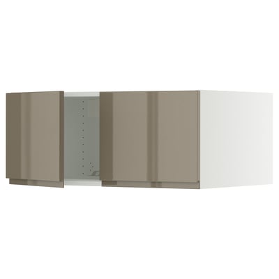 SEKTION Surmeuble réfr/cong 2 ptes, blanc/Voxtorp gris-brun foncé ultrabrillant, 36x24x15 "