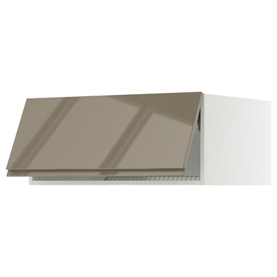 SEKTION Surmeuble réfr/cong, blanc/Voxtorp gris-brun foncé ultrabrillant, 36x24x15 "