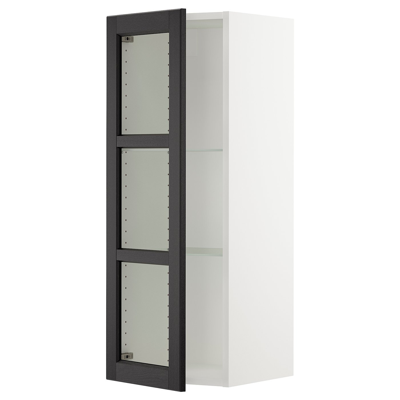 SEKTION Armoire murale porte vitrée blanc, Lerhyttan teinté noir IKEA