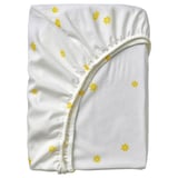 SKOGSDUVA Drap-housse, blanc jaune/motif à fleurs, 38x74 "