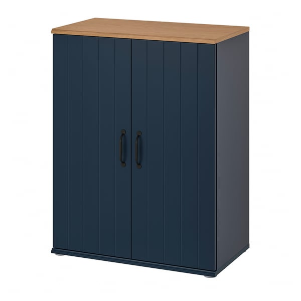 SKRUVBY Rangement à portes, bleu-noir, 27 1/2x35 3/8 "
