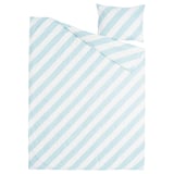 SLÖJSILJA Housse de couette et taie(s), bleu clair/blanc/rayure, 1 place