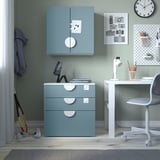 SMÅSTAD Armoire murale, blanc bleu/avec 1 tablette, 23 5/8x12 5/8x23 5/8 "