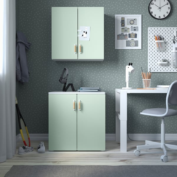SMÅSTAD Armoire murale, blanc vert clair/avec 1 tablette, 23 5/8x12 5/8x23 5/8 "