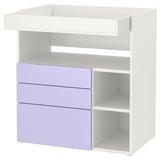 SMÅSTAD Table à langer, blanc mauve/avec 3 tiroirs, 35 3/8x31 1/2x39 3/8 "