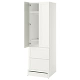SMÅSTAD / UPPFÖRA Armoire-penderie, blanc avec cadre/avec 2 tiroirs, 23 5/8x25 5/8x77 1/8 "