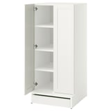 SMÅSTAD / UPPFÖRA Armoire-penderie, blanc avec cadre/avec 3 tablettes, 23 5/8x25 5/8x53 1/2 "