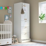 SMÅSTAD / UPPFÖRA Armoire-penderie, blanc avec cadre/avec 3 tiroirs, 23 5/8x25 5/8x77 1/8 "