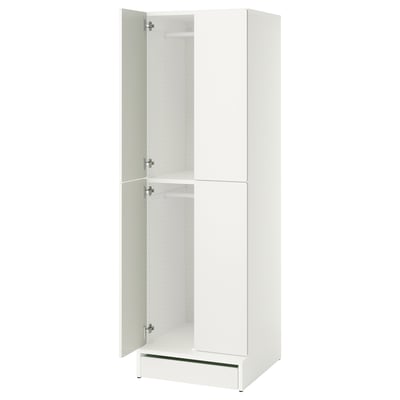SMÅSTAD / UPPFÖRA Armoire-penderie, blanc blanc/avec 2 tringles à vêtements, 23 5/8x25 5/8x77 1/8 "