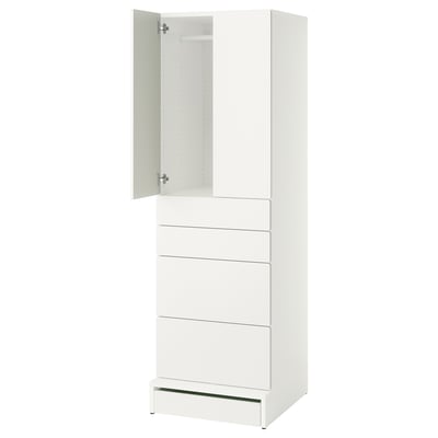 SMÅSTAD / UPPFÖRA Armoire-penderie, blanc blanc/avec 4 tiroirs, 23 5/8x25 5/8x77 1/8 "