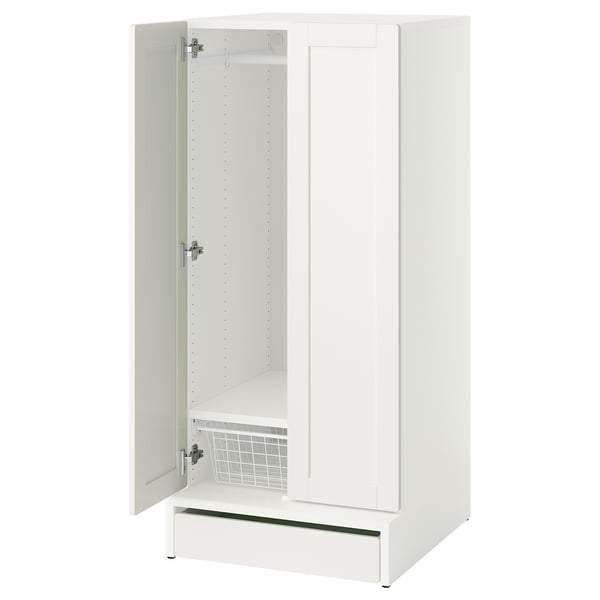 SMÅSTAD / UPPFÖRA Armoire-penderie, blanc blanc/avec cadre, 23 5/8x25 5/8x53 1/2 "