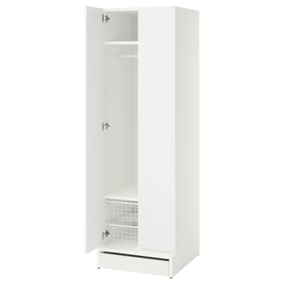 SMÅSTAD / UPPFÖRA Armoire-penderie, blanc/blanc, 23 5/8x25 5/8x77 1/8 "