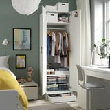 SMÅSTAD / UPPFÖRA Armoire-penderie, blanc/blanc, 23 5/8x25 5/8x77 1/8 "