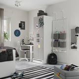 SMÅSTAD / UPPFÖRA Armoire-penderie, blanc gris/avec 2 tringles à vêtements, 23 5/8x25 5/8x77 1/8 "