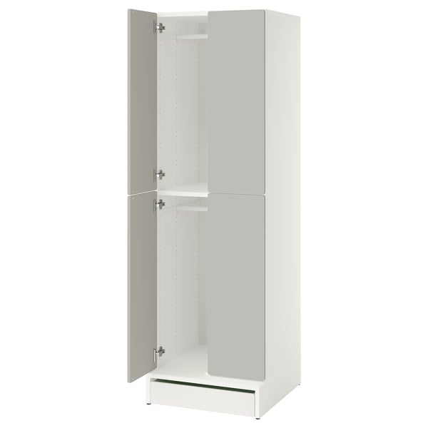 SMÅSTAD / UPPFÖRA Armoire-penderie, blanc gris/avec 2 tringles à vêtements, 23 5/8x25 5/8x77 1/8 "