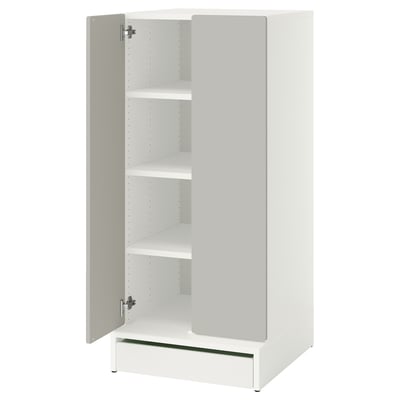 SMÅSTAD / UPPFÖRA Armoire-penderie, blanc gris/avec 3 tablettes, 23 5/8x25 5/8x53 1/2 "