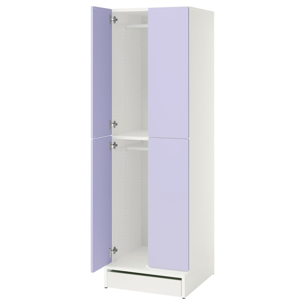 SMÅSTAD / UPPFÖRA Armoire-penderie, blanc mauve/avec 2 tringles à vêtements, 23 5/8x25 5/8x77 1/8 "