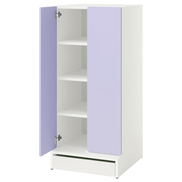 SMÅSTAD / UPPFÖRA Armoire-penderie, blanc mauve/avec 3 tablettes, 23 5/8x25 5/8x53 1/2 "