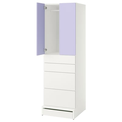 SMÅSTAD / UPPFÖRA Armoire-penderie, blanc mauve/avec 4 tiroirs, 23 5/8x25 5/8x77 1/8 "