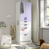 SMÅSTAD / UPPFÖRA Armoire-penderie, blanc mauve/avec 4 tiroirs, 23 5/8x25 5/8x77 1/8 "