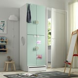 SMÅSTAD / UPPFÖRA Armoire-penderie, blanc vert clair/avec 2 tringles à vêtements, 23 5/8x25 5/8x77 1/8 "
