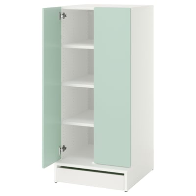 SMÅSTAD / UPPFÖRA Armoire-penderie, blanc vert clair/avec 3 tablettes, 23 5/8x25 5/8x53 1/2 "