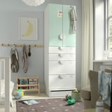 SMÅSTAD / UPPFÖRA Armoire-penderie, blanc vert clair/avec 4 tiroirs, 23 5/8x25 5/8x77 1/8 "