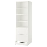 SMÅSTAD / UPPFÖRA Bibliothèque, blanc avec cadre/avec 2 tiroirs, 23 5/8x25 5/8x77 1/8 "