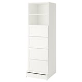 SMÅSTAD / UPPFÖRA Bibliothèque, blanc avec cadre/avec 4 tiroirs, 23 5/8x25 5/8x77 1/8 "