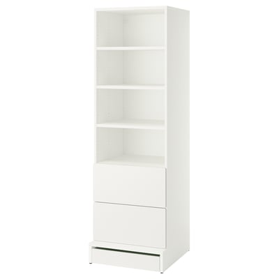 SMÅSTAD / UPPFÖRA Bibliothèque, blanc blanc/avec 2 tiroirs, 23 5/8x25 5/8x77 1/8 "