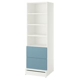 SMÅSTAD / UPPFÖRA Bibliothèque, blanc bleu/avec 2 tiroirs, 23 5/8x25 5/8x77 1/8 "