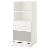 SMÅSTAD / UPPFÖRA Bibliothèque, blanc gris/avec 3 tiroirs, 23 5/8x25 5/8x53 1/2 "