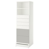 SMÅSTAD / UPPFÖRA Bibliothèque, blanc gris/avec 6 tiroirs, 23 5/8x25 5/8x77 1/8 "