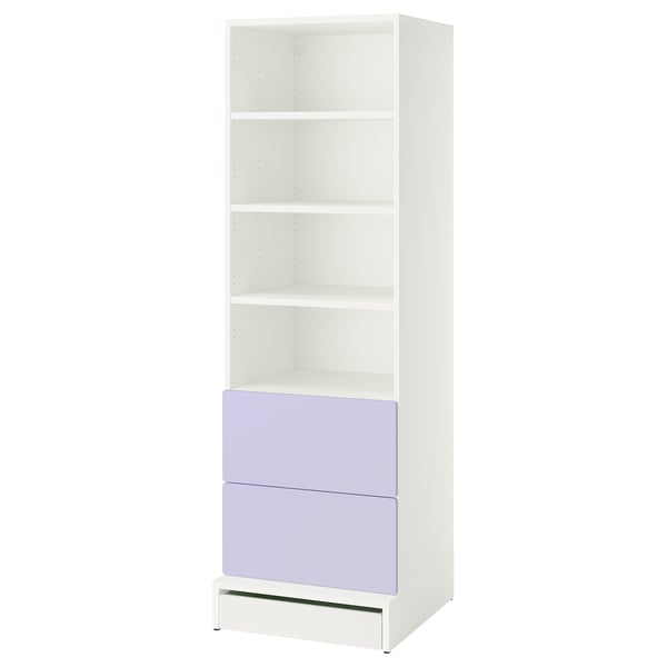SMÅSTAD / UPPFÖRA Bibliothèque, blanc mauve/avec 2 tiroirs, 23 5/8x25 5/8x77 1/8 "