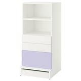 SMÅSTAD / UPPFÖRA Bibliothèque, blanc mauve/avec 3 tiroirs, 23 5/8x25 5/8x53 1/2 "