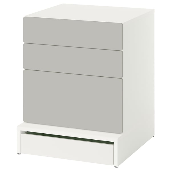 SMÅSTAD / UPPFÖRA Commode à 3 tiroirs, blanc/gris, 23 5/8x25 5/8x29 7/8 "