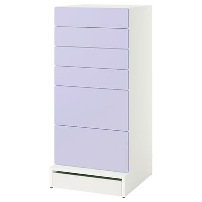 SMÅSTAD / UPPFÖRA Commode à 6 tiroirs, blanc/mauve, 23 5/8x25 5/8x53 1/2 "