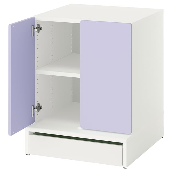 SMÅSTAD / UPPFÖRA Meuble de rangement, blanc mauve/avec 1 tablette, 23 5/8x25 5/8x29 7/8 "