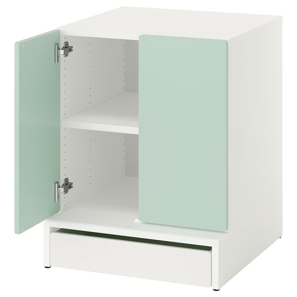 SMÅSTAD / UPPFÖRA Meuble de rangement, blanc vert clair/avec 1 tablette, 23 5/8x25 5/8x29 7/8 "