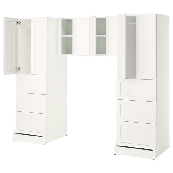 SMÅSTAD / UPPFÖRA Rangement, blanc/avec cadre, 94 1/2x25 5/8x77 1/8 "