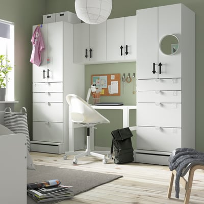 SMÅSTAD / UPPFÖRA Rangement, blanc/blanc, 94 1/2x25 5/8x77 1/8 "