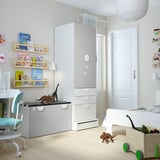SMÅSTAD / UPPFÖRA Rangement, blanc gris/avec banc, 59x25 5/8x77 1/8 "