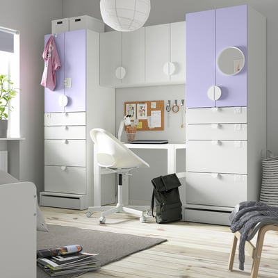 SMÅSTAD / UPPFÖRA Rangement, blanc/mauve, 94 1/2x25 5/8x77 1/8 "