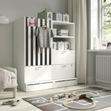 SMÅSTAD / UPPFÖRA Rangement, blanc noir/blanc/rayure avec 3 tiroirs, 47 1/4x25 5/8x53 1/2 "